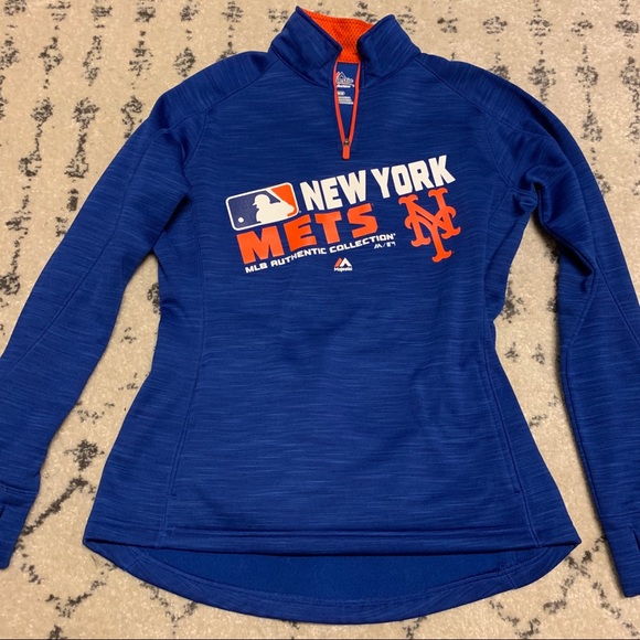 Majestic Tops - New York Mets Majestic Half Zip Sweat Shirt